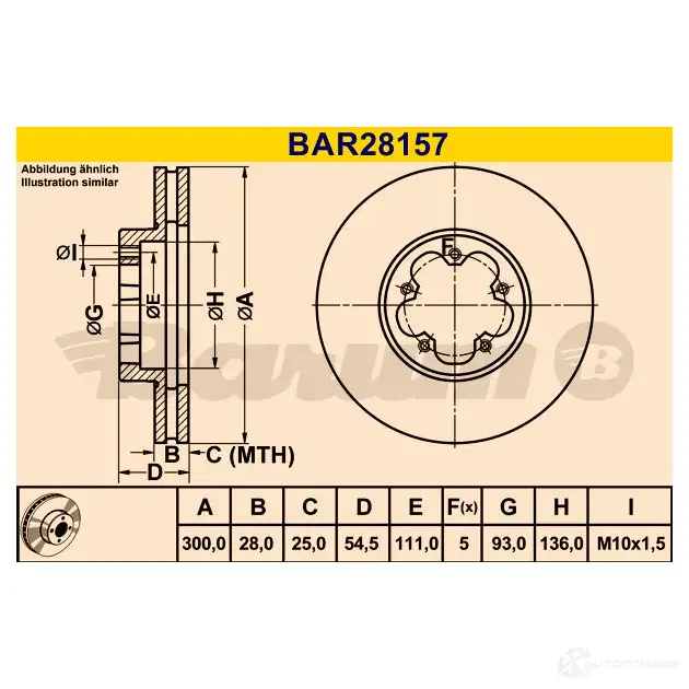 Тормозной диск BARUM bar28157 1424998178 2NE JS 4006633379328 изображение 0