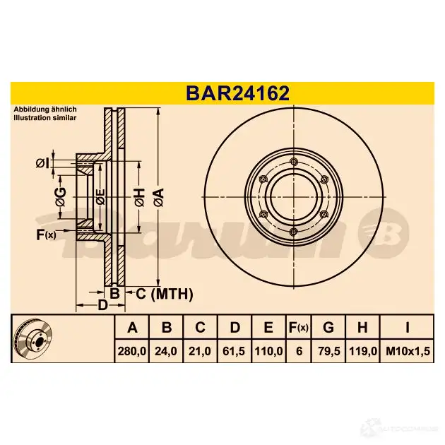 Тормозной диск BARUM 4006633331296 2814447 bar24162 ZURT X изображение 0