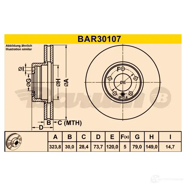 Тормозной диск BARUM P0IRM 9 bar30107 2814496 4006633325615 изображение 0