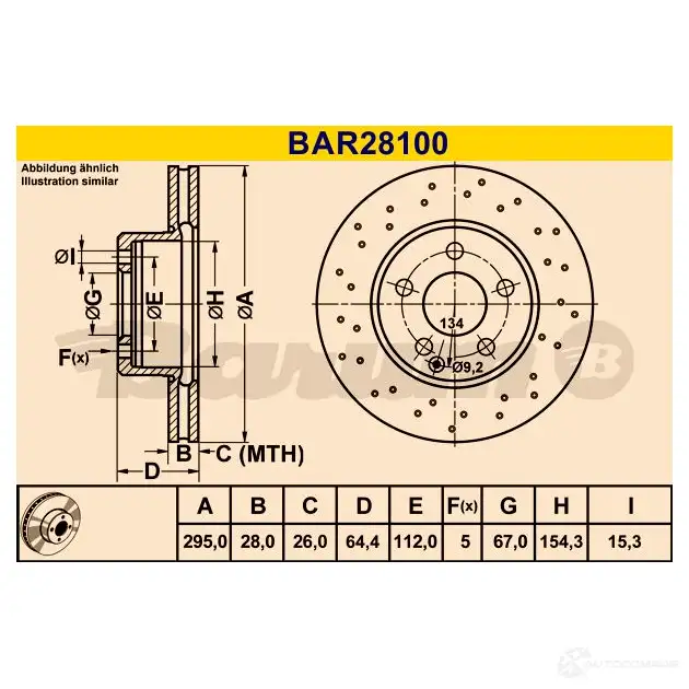 Тормозной диск BARUM 4006633428903 M4SD RW bar28100 1228106191 изображение 0