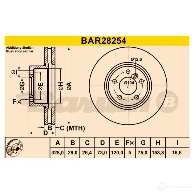 Тормозной диск BARUM bar28254 1228106335 A DRBE4 4006633427340 изображение 0