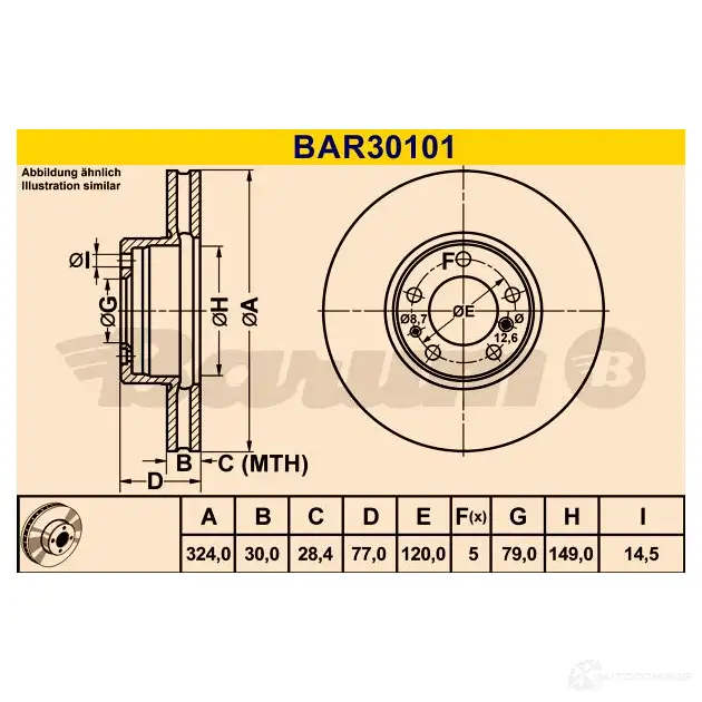 Тормозной диск BARUM bar30101 2814495 KK YPO 4006633344104 изображение 0
