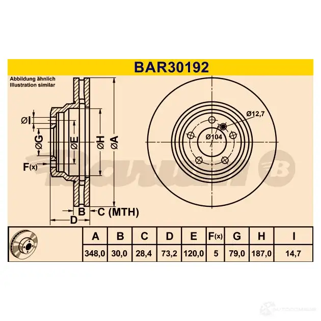 Тормозной диск BARUM HMLP M 1228106369 4006633428866 bar30192 изображение 0