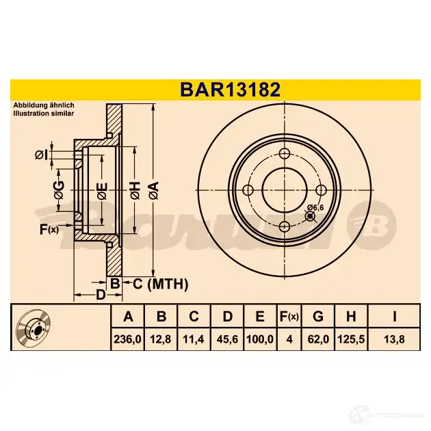 Тормозной диск BARUM 2814361 T W300 4006633331340 bar13182 изображение 0