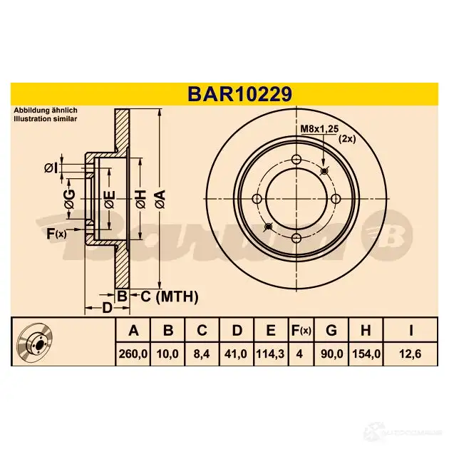 Тормозной диск BARUM WGQ ZWQ 2814313 bar10229 4006633329767 изображение 2