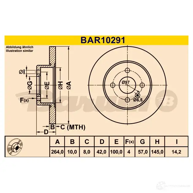 Тормозной диск BARUM YT2D2 F0 bar10291 1228104135 4006633379106 изображение 0