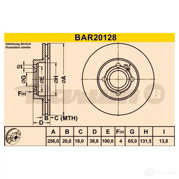 Тормозной диск BARUM 59 F5C9F 4006633324625 2814386 bar20128 изображение 2