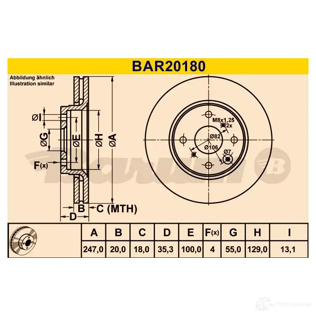 Тормозной диск BARUM 1228104945 2HH1 I5L 4006633379236 bar20180