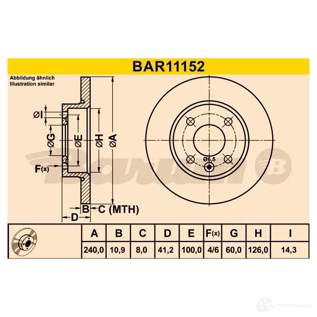 Тормозной диск BARUM 2814332 bar11152 4006633322249 8GE J4 изображение 0