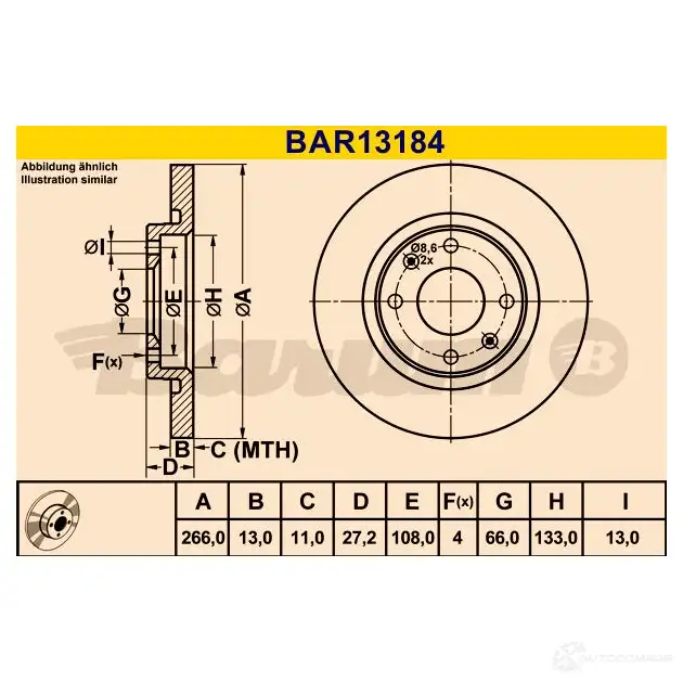 Тормозной диск BARUM T NK8E 2814362 bar13184 4006633331357 изображение 2