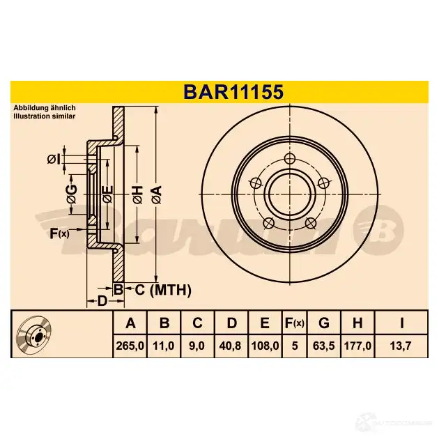 Тормозной диск BARUM bar11155 1228104217 E 7SI6V 4006633382960 изображение 0