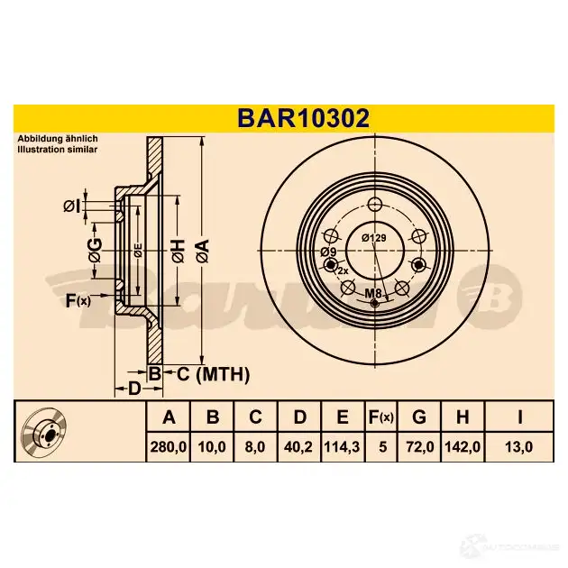 Тормозной диск BARUM 10NZX AZ 4006633379113 bar10302 2814326 изображение 0