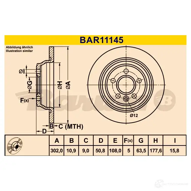 Тормозной диск BARUM 4006633379137 4J XKC8 1228104197 bar11145 изображение 0
