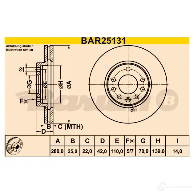 Тормозной диск BARUM bar25131 RTNL T 2814462 4006633324786 изображение 6