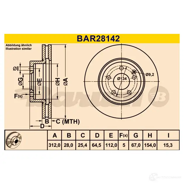 Тормозной диск BARUM 2814493 VM Q4R 4006633341936 bar28142