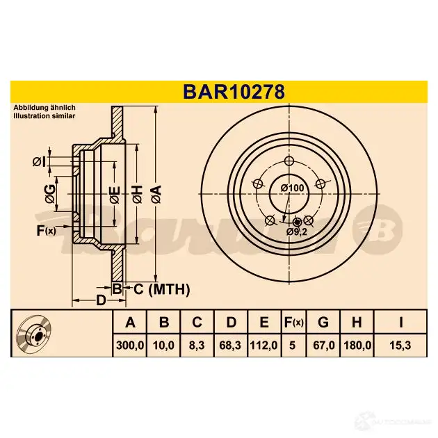 Тормозной диск BARUM 2814323 bar10278 4006633329774 3M84T D изображение 0