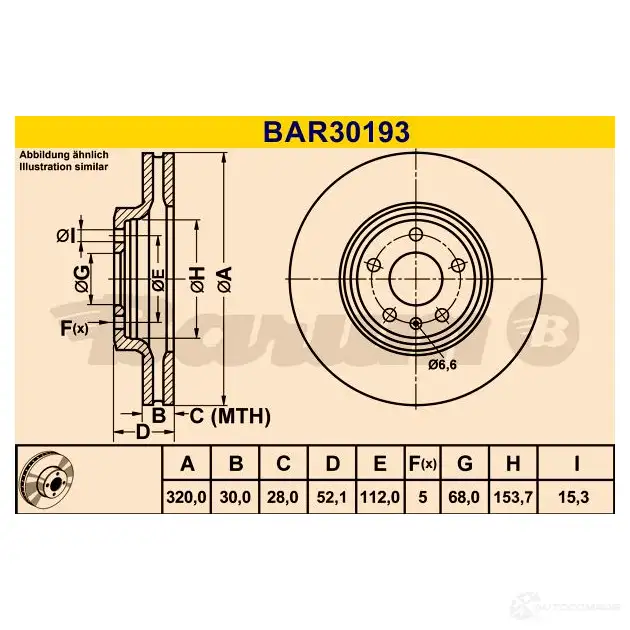 Тормозной диск BARUM bar30193 MHK K4L 1228106373 4006633427357 изображение 0