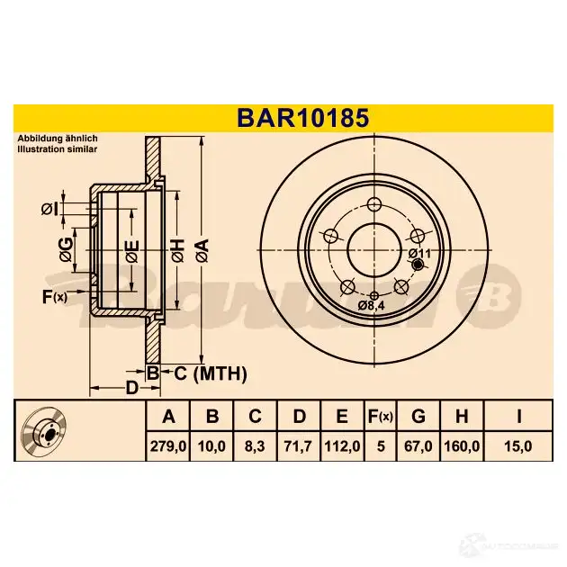 Тормозной диск BARUM K 90XE 2814293 4006633331425 bar10185 изображение 2