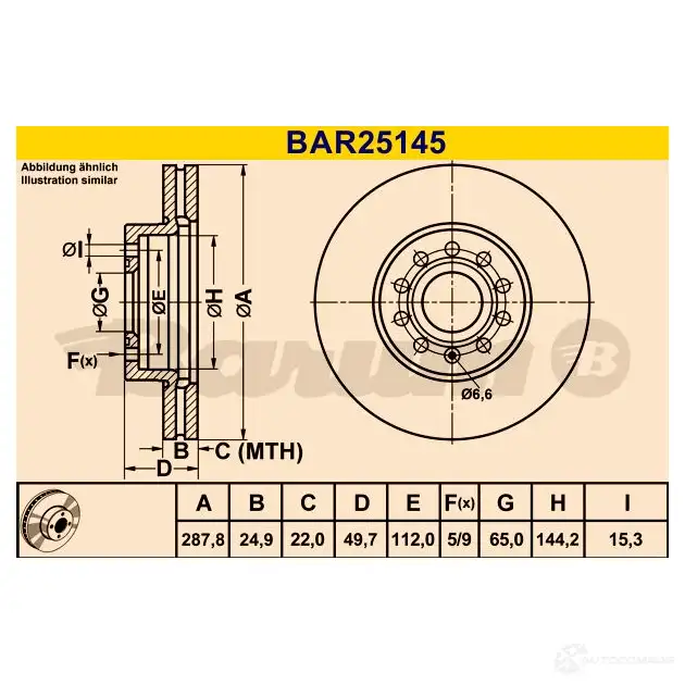 Тормозной диск BARUM DL8E F 2814467 bar25145 4006633325585 изображение 2