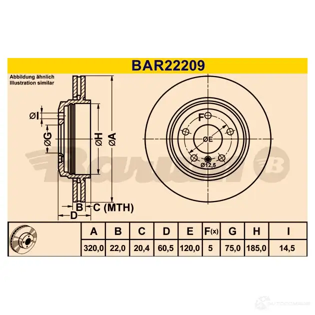 Тормозной диск BARUM 2814424 7Y JBX 4006633341912 bar22209 изображение 0