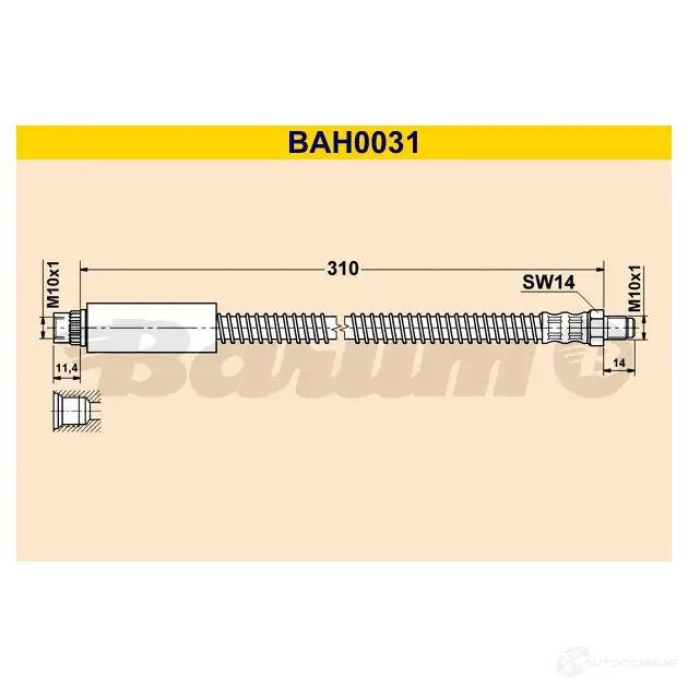 Тормозной шланг BARUM 4006633378994 Z2FB S 2814270 bah0031