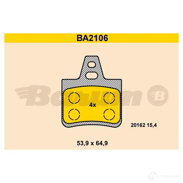 Тормозные колодки, комплект BARUM 4RK3MV 2016 2 2813984 ba2106 изображение 0