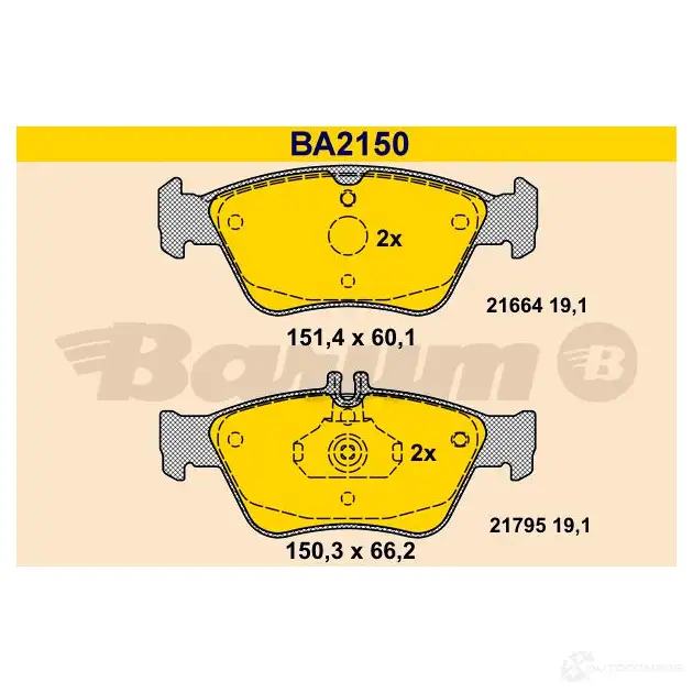 Тормозные колодки, комплект BARUM 216 64 ba2150 2814021 21795 изображение 0