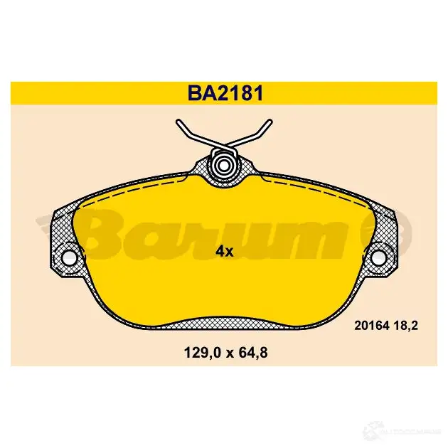 Тормозные колодки, комплект BARUM 201 64 ba2181 ZCVH2F4 2814045