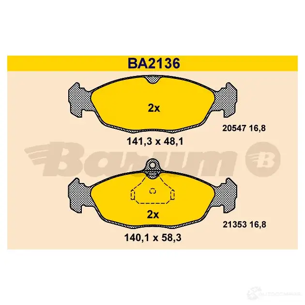 Тормозные колодки, комплект BARUM ba2136 20 547 2814007 21353