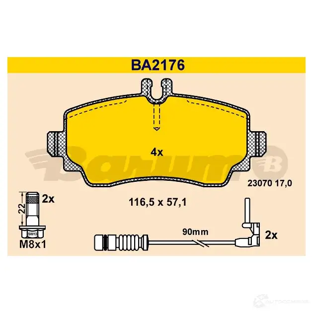 Тормозные колодки, комплект BARUM 2814042 J7JQTS7 2 3070 ba2176 изображение 0