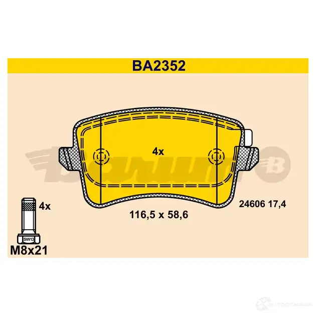 Тормозные колодки, комплект BARUM 1424755394 24 606 ba2352 F74C8K изображение 0