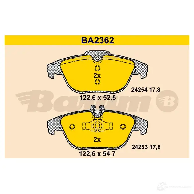Тормозные колодки, комплект BARUM 24 253 ba2362 24254 1424755403