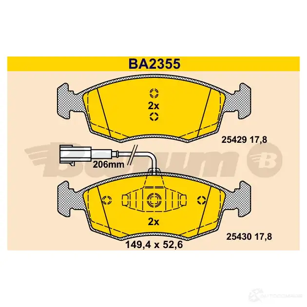 Тормозные колодки, комплект BARUM 1424755396 254 29 25430 ba2355 изображение 0