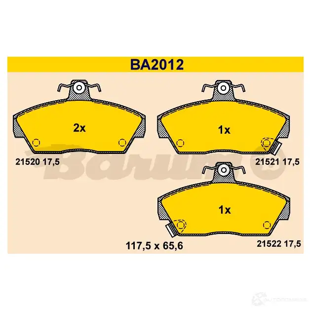 Тормозные колодки, комплект BARUM 215 20 ba2012 21521 2813909 изображение 0
