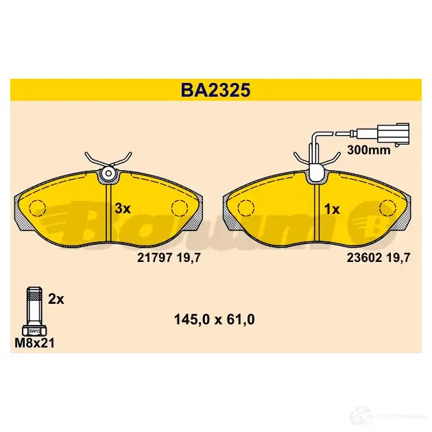 Тормозные колодки, комплект BARUM 2814175 2179 7 ba2325 23602