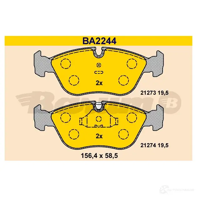 Тормозные колодки, комплект BARUM ba2244 21274 2814099 2127 3