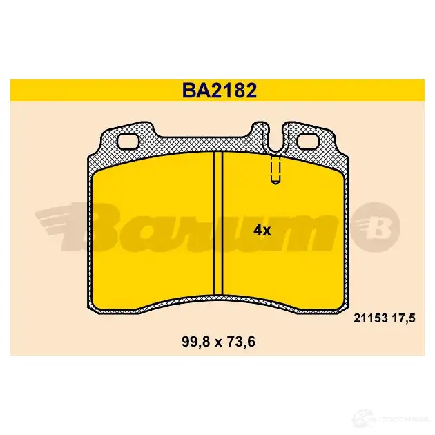 Тормозные колодки, комплект BARUM 242NQB ba2182 2814046 2 1153