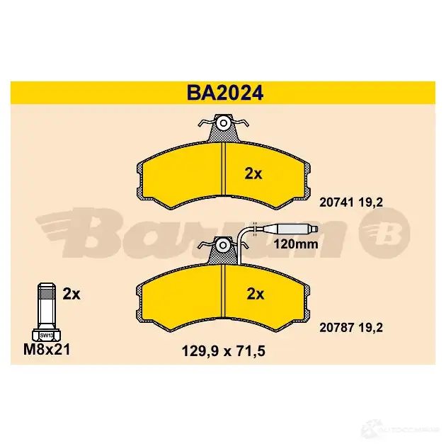 Тормозные колодки, комплект BARUM 2074 1 ba2024 2813920 20787