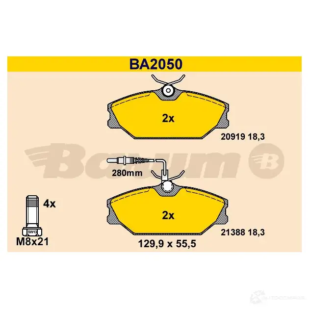 Тормозные колодки, комплект BARUM ba2050 21388 2813945 2 0919 изображение 0