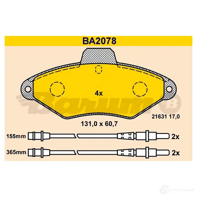 Тормозные колодки, комплект BARUM 2813963 7KNN93 ba2078 2163 1 изображение 0