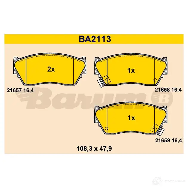 Тормозные колодки, комплект BARUM 21658 ba2113 2165 7 2813991 изображение 0