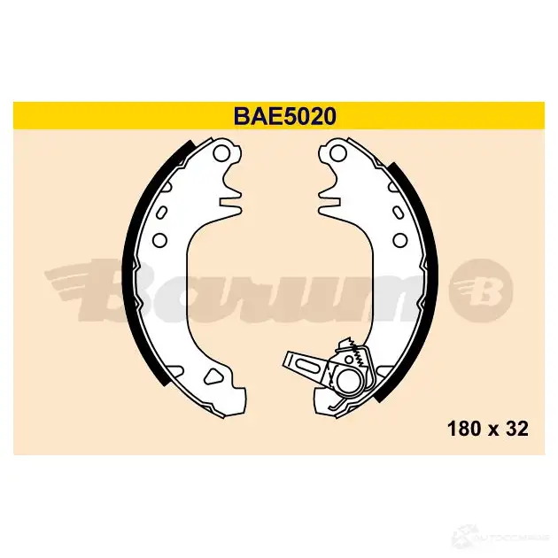 Барабанные тормозные колодки, комплект BARUM 4MVR OQ 2814219 bae5020 4006633372237 изображение 0