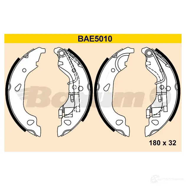 Барабанные тормозные колодки, комплект BARUM WF WR6H bae5010 4006633372138 2814209