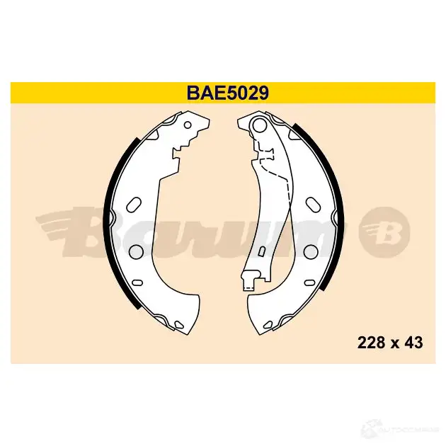Барабанные тормозные колодки, комплект BARUM 2814228 bae5029 4006633372329 WB5Q 5L6