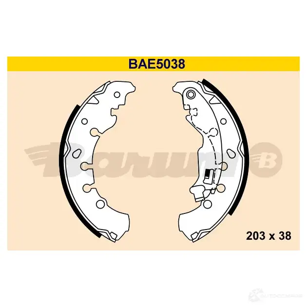 Барабанные тормозные колодки, комплект BARUM bae5038 2814237 ZV0 RDVK 4006633373357