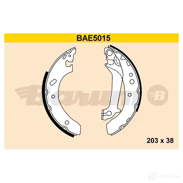 Барабанные тормозные колодки, комплект BARUM bae5015 4006633372183 2814214 3S ANO