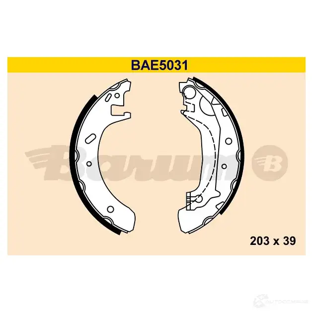 Барабанные тормозные колодки, комплект BARUM bae5031 AC3 YR 2814230 4006633372343 изображение 0