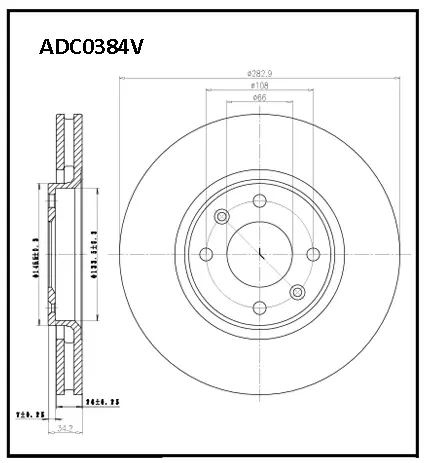 Тормозной диск ALLIED NIPPON ADC0384V 1441276995 KYF QZF
