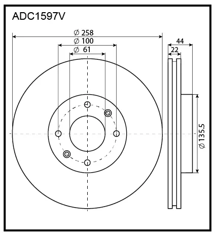Тормозной диск ALLIED NIPPON 1441277009 4GIP X ADC1597V изображение 0