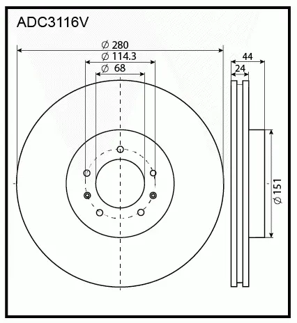 Тормозной диск ALLIED NIPPON ADC3116V E ZXJTI2 1441277010 изображение 0